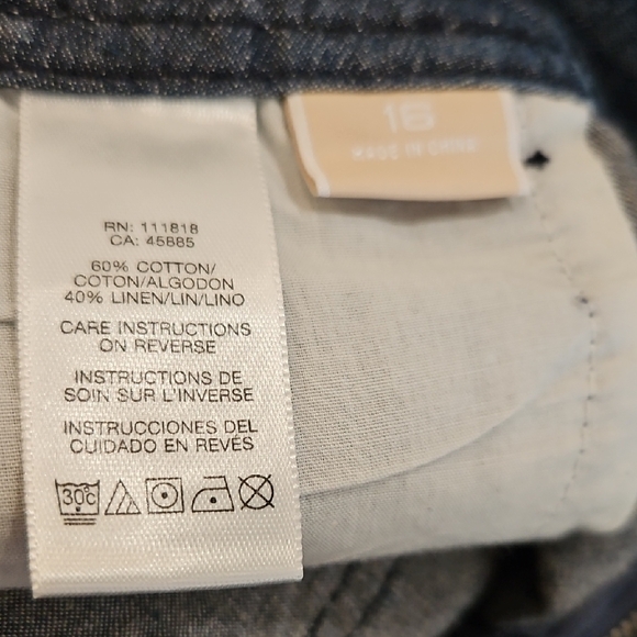 Michael Kors Chambray Wide Leg Jeans in Indigo Blue, Sz 16 - Picture 5 of 5